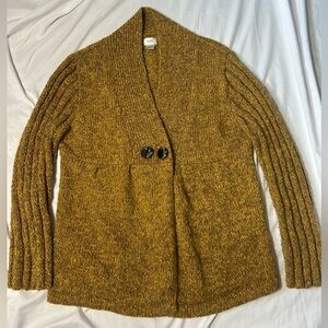 Vtg Alps Gold Knit Cardigan 2 Button Women’s M 4% Wool Ski Lodge Sweater